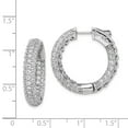 thumbnail image 2 of Sterling Silver Rhodium Plated Cubic Zirconia In and Out Pave Hoop Earrings - Measures 30x31mm Wide, 2 of 2