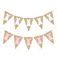 thumbnail image 5 of CIMAXIC easter 2PCS Easter Burlap Pennant Flags Banners Rabbit Wave Point Banners Garland for Easter Party Decorations (White + Pink),118.11"X6.69"X0.04", 5 of 5