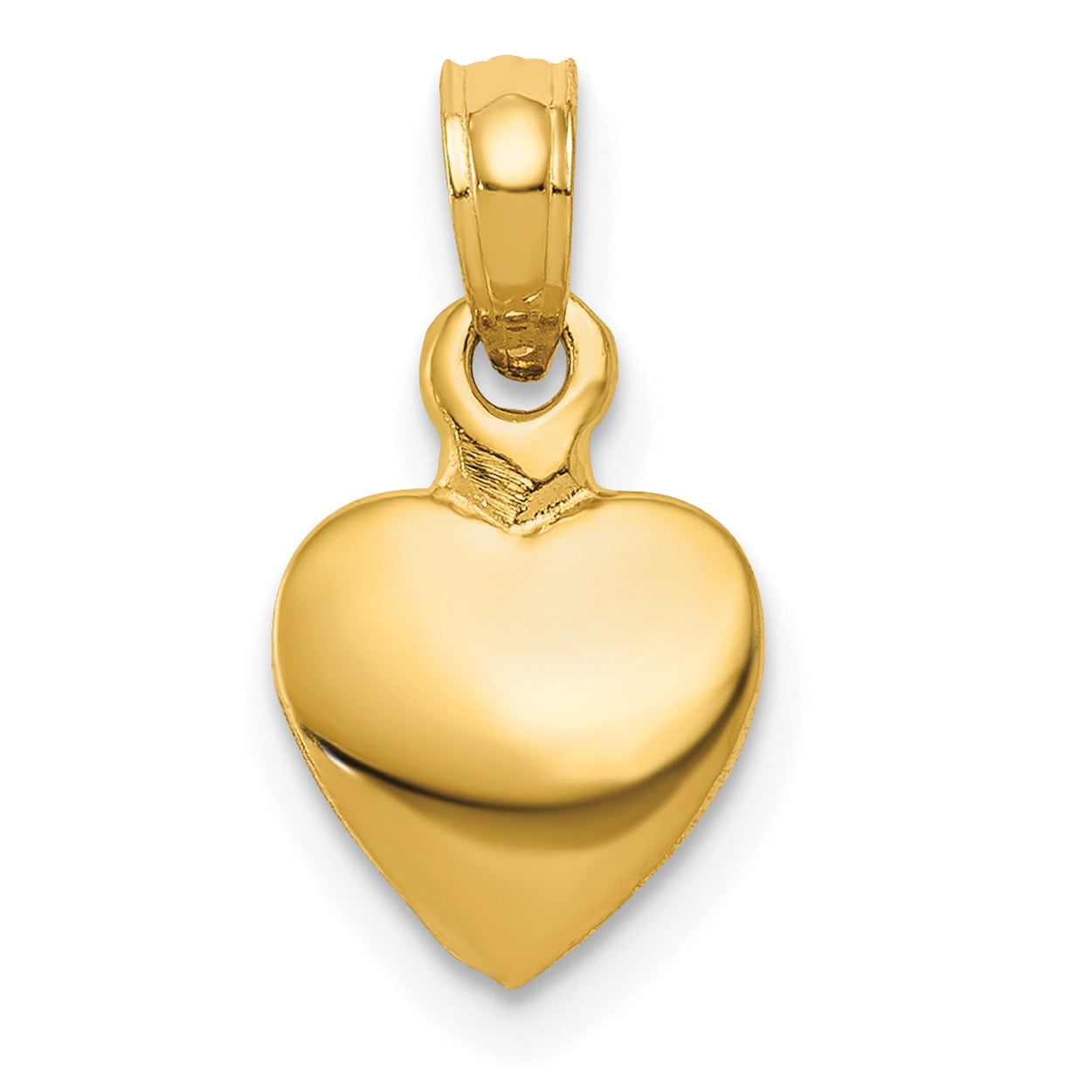 Carat In Karats 10K Yellow Gold Polished Solid 3D Heart Pendant Charm
