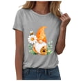 thumbnail image 4 of vigerkar Gnome T-Shirt for Women Floral Graphic Tees Cute Gnome Short Sleeve Tee Tops 2026 Summer (Light Gray, S), 4 of 8