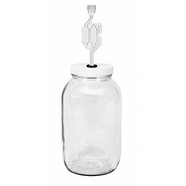 One Gallon Wide Mouth Jar with Lid and Twin Bubble Airlock