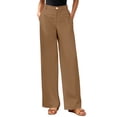 thumbnail image 3 of Women Wide Leg Pants High Waisted Spring Business Casual Outfits Trousers Palazzo Pants Pockets Khaki S, 3 of 7