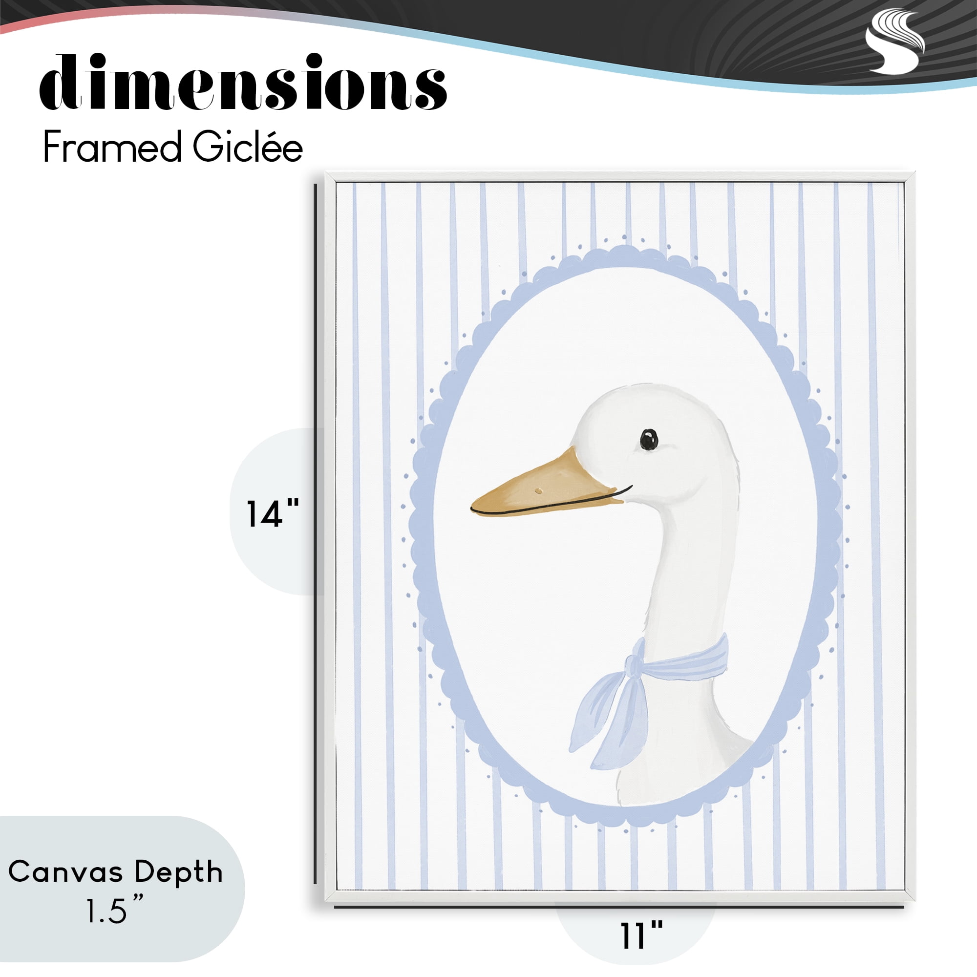 Stupell Industries Dainty Bordered Duck White Framed Giclee Art, design by Cherrywood Lane