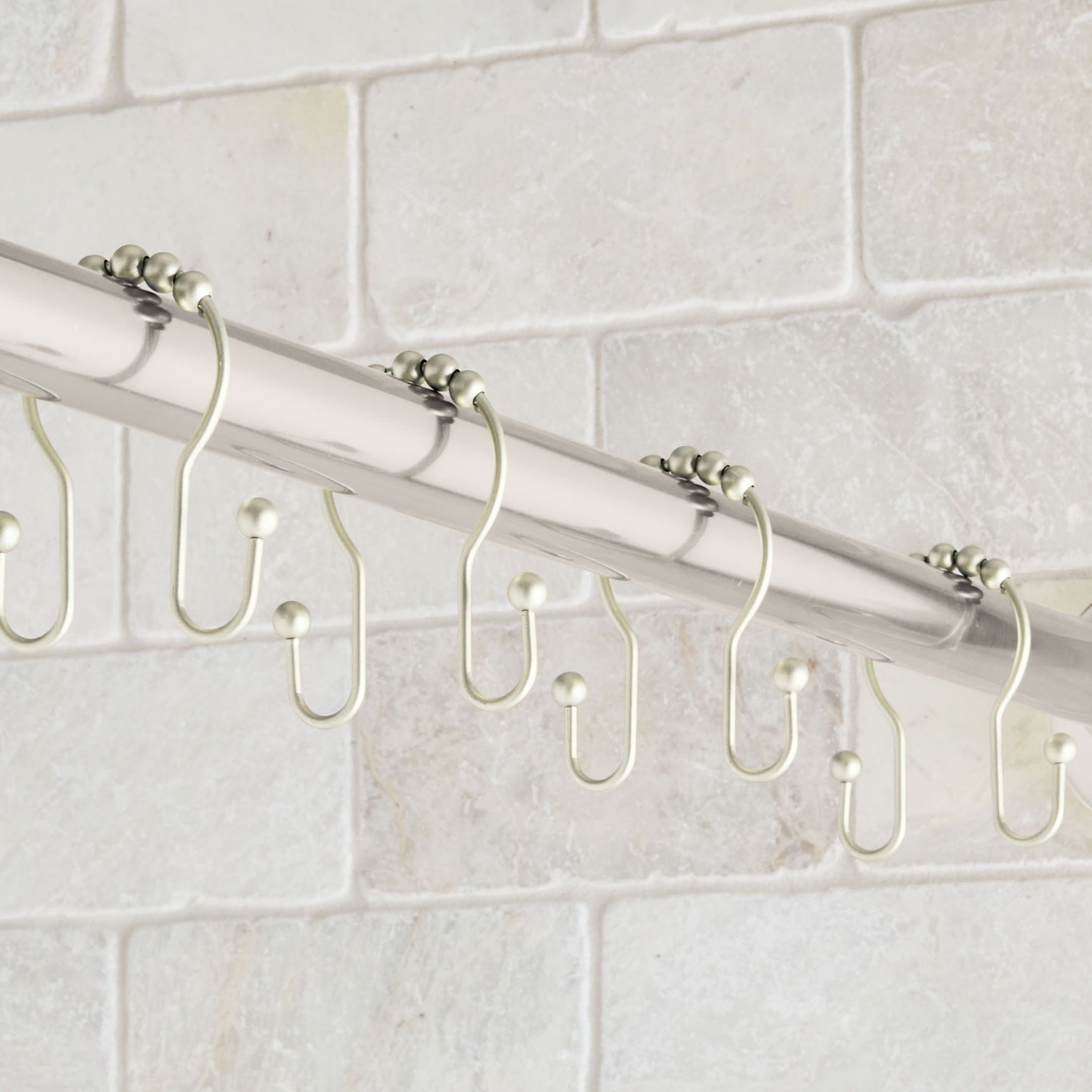 Better Homes & Gardens Rustproof Double Easy Glide Shower Hooks, Brushed Nickel, Set of 12