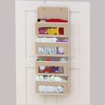 thumbnail image 1 of Organizador de armario de puerta Soporte de armario sobre puerta / montaje en pared Ahorre ganchos Ventana visualizada 4 bolsillos Bolsas de Beige Soledad Bolsillo de almacenamiento, 1 of 8