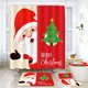 thumbnail image 1 of Juego de 4 cortinas de ducha navideñas, alfombra antideslizante, alfombrilla de baño y tapa de inodoro, decoración de baño con campanas y 12 ganchos, 1 of 7
