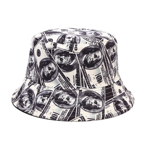 New Dollar Print Bob Chapeau Streetwear Men Bucket Hats Two Side Reversible Fisherman Hat Outdoor Gorros Pescador Hip Hop Cap