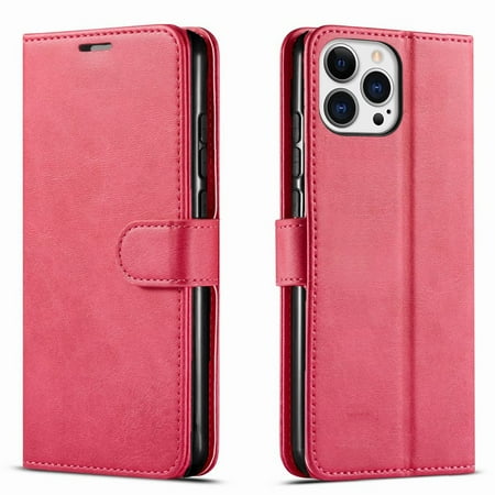 iPhone 12 Pro Max Case, Starshop Premium Leather Wallet Pocket Credit Card Slots-Pink