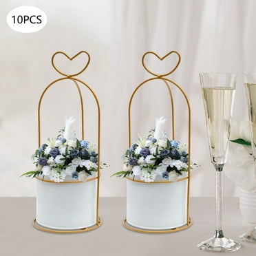 2-Pack Metal Flower Stands Gold Geometric Wedding Centerpieces Square ...