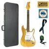 Oscar Schmidt Double Cutaway Electric Guitar, Natural, OS-300 NH Case Bundle, OS-300 NH CASEPACK