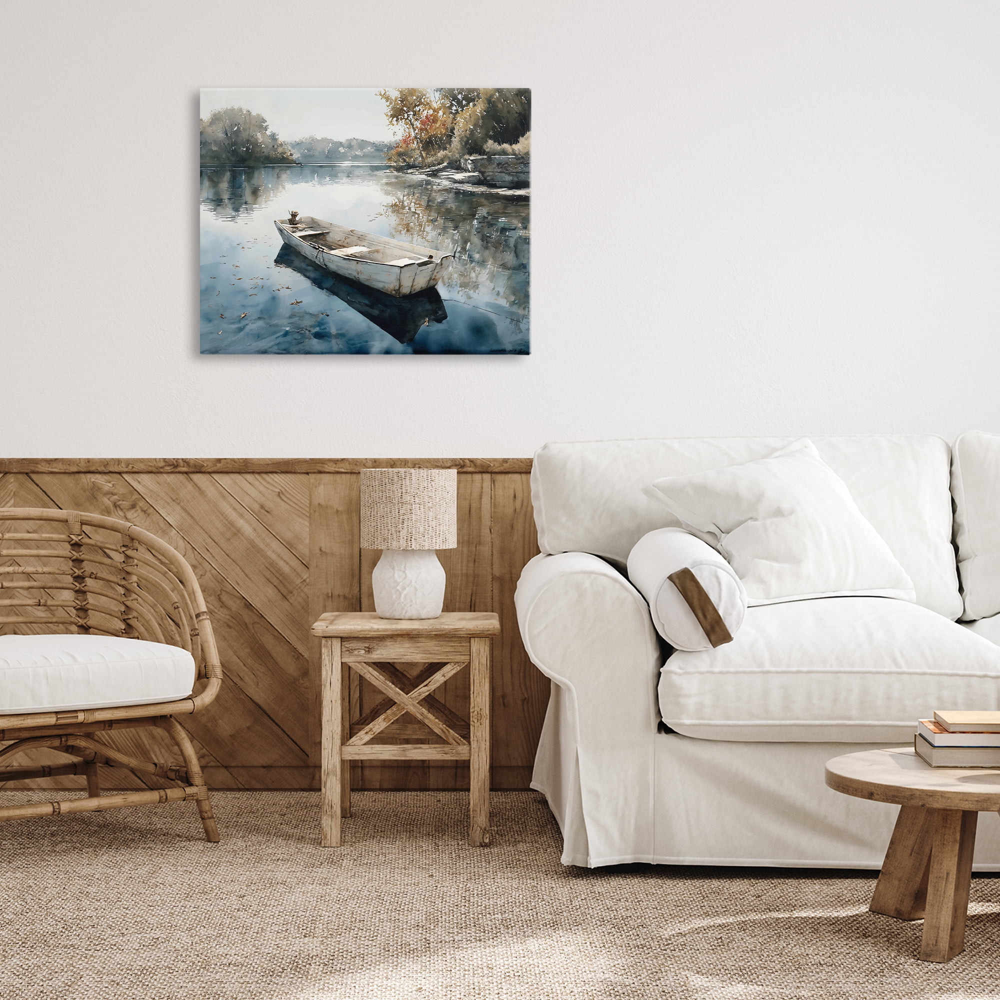 Stupell Industries Boat Ride Through Autumn Reflections Canvas Wall Art, design by Franklyn Gregory