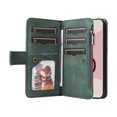thumbnail image 3 of Zipper Wallet Case for Google Pixel 7A Large Capacity Card Slots Holder Magnetic Cover, Luxury PU Leather Anti-Shock Flip Folio Case with Kickstand Wrist Strap Handbag Protective Case,Green, 3 of 9