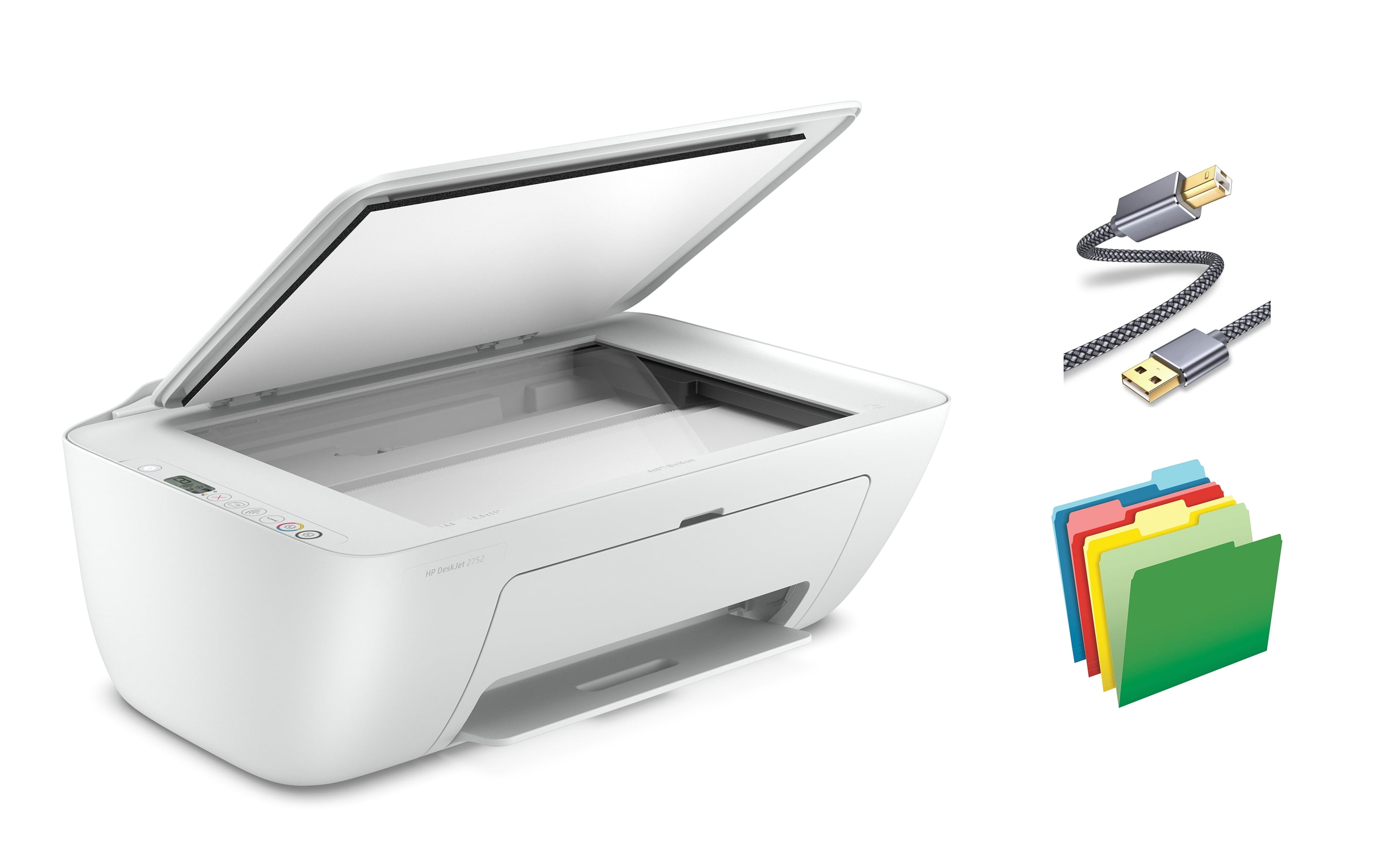 H-P DeskJet 27 series, All-in-One Wireless Color Inkjet Printer, Scan and Copy with Mobile Printing, 1200 x 1200 dpi, Icon LCD Display, MTC Printer Cable File Folders - Walmart.com