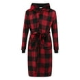 Sunisery Christmas Family Matching Hooded Robes Pajamas Plaid Fleece
