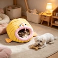 thumbnail image 5 of Sahpxhe Cat Bed, Angler Fish Shaped Warm Winter Plush Cave Pet Bed With Hanging Pom pom Toy For Indoor Cats And Small Dogs, 5 of 6