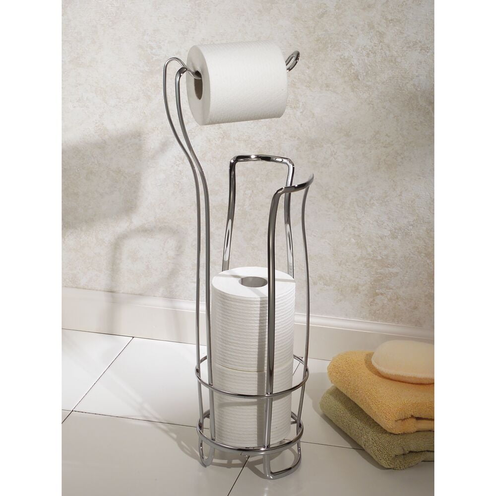 iDesign, Steel Free-Standing Toilet Paper Storage Dispenser - 8" x 6.5" x 24.5", Chrome