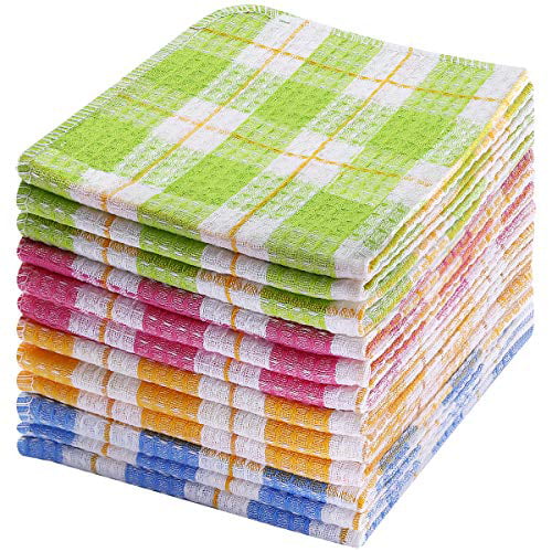 Green Multi-Purpose Cleaning Towels 100% Pure Cotton Fabric Weavely Kitchen Dish Towels Set of 6 Cotton Terry Kitchen Towels Extra Absorbent and Super Soft Dish Towels for Kitchen