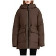 thumbnail image 2 of HOMBOM Coats for Women Winter Puffer Softshell Coffee Heavy Windproof Outerwear Hooded Ladies Jackets, 2 of 9