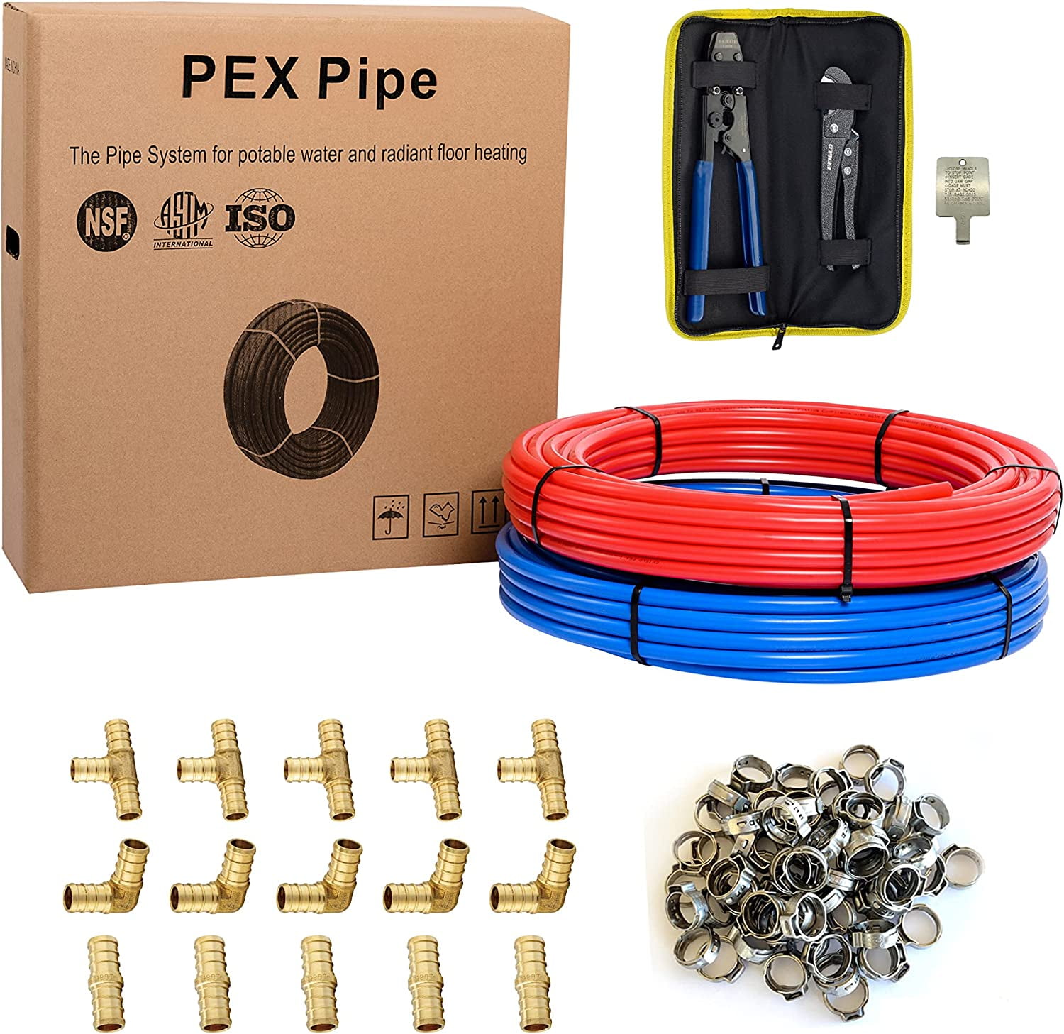 Efield Pexb Kit 3/4 Inch X 200 ft Pex Tubing (100 ft Red + 100 ft