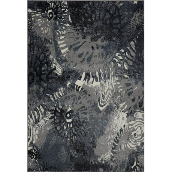 Ladole Rugs Durable Abstract Toronto Collection Casa Loma Turkish Micro Polyester Area Rug Carpet in Grey-Cream, 4x6 (3'11" x 5'7", 120cm x 170cm)