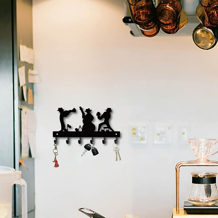 Metal Key Holder Black Key Hooks Wall Mount Hanger Decor Hanging