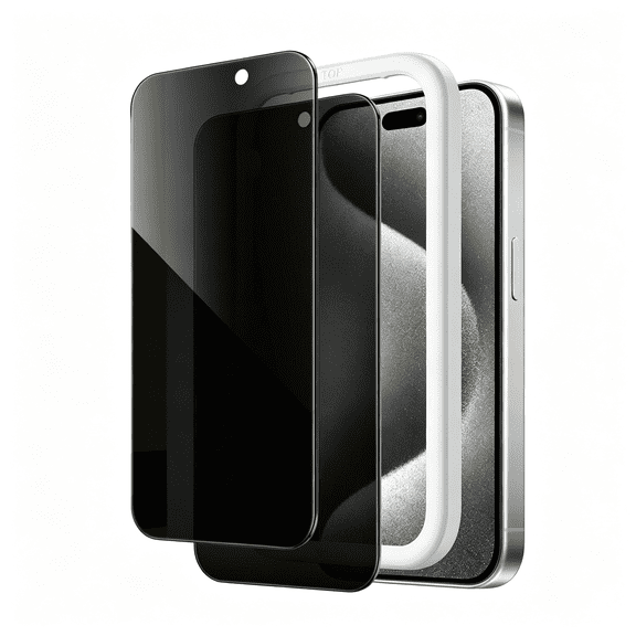 GJX Privacy Screen Protector for Iphone 15 Pro, 2-Pack | Anti-Spy Privacy Protection, Tempered Glass, Easy Installation Tool, Anti-Scratch Design, Reliable Screen Protector 15 Pro