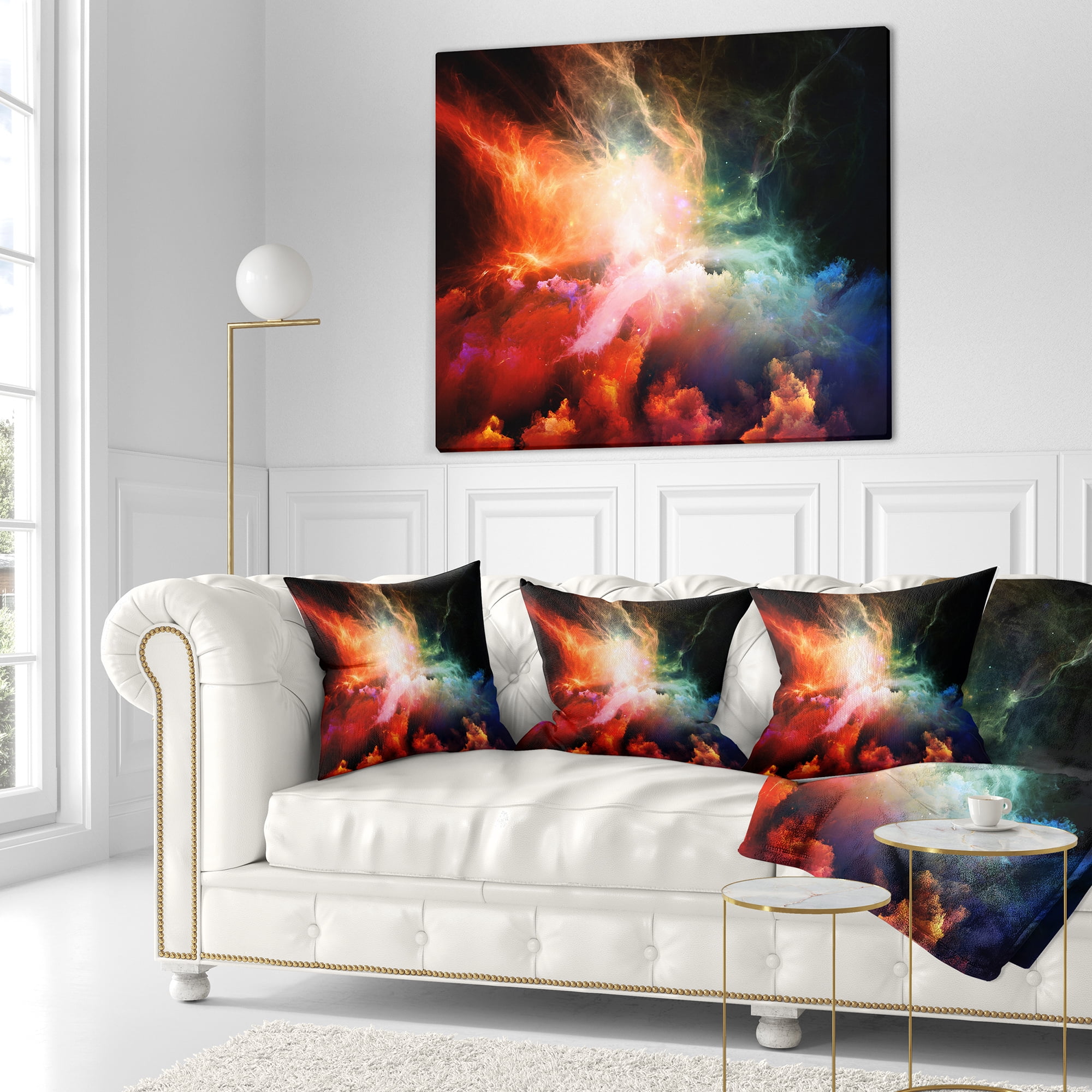 Designart Colorful Nebulae - Contemporary Throw Pillow - 16x16