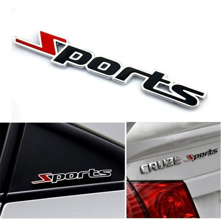 Outtop Sports Word letter 3D Chrome metal Car Sticker Emblem Badge Decal