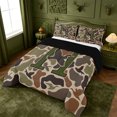 thumbnail image 2 of meiyoeat Duck Hunting Monogram Queen Comforter Set For Boys,Camouflage Pattern Initial Art Comforter Sets Queen,Black Reversible,3 Pieces,1 Comforter And 2 Pillowcases, 2 of 7
