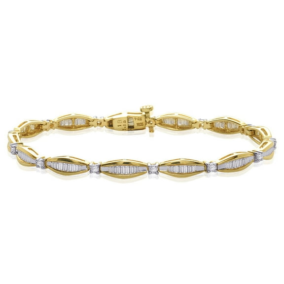 10K Yellow Gold 2 ct. Round and Baguette Cut Diamond Bracelet