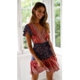 thumbnail image 1 of Fortune Robe Bohème pour Femmes Robe d'Été de Plage Manches Courtes Col en V Profond Robe Fleurie Ample, 1 of 4