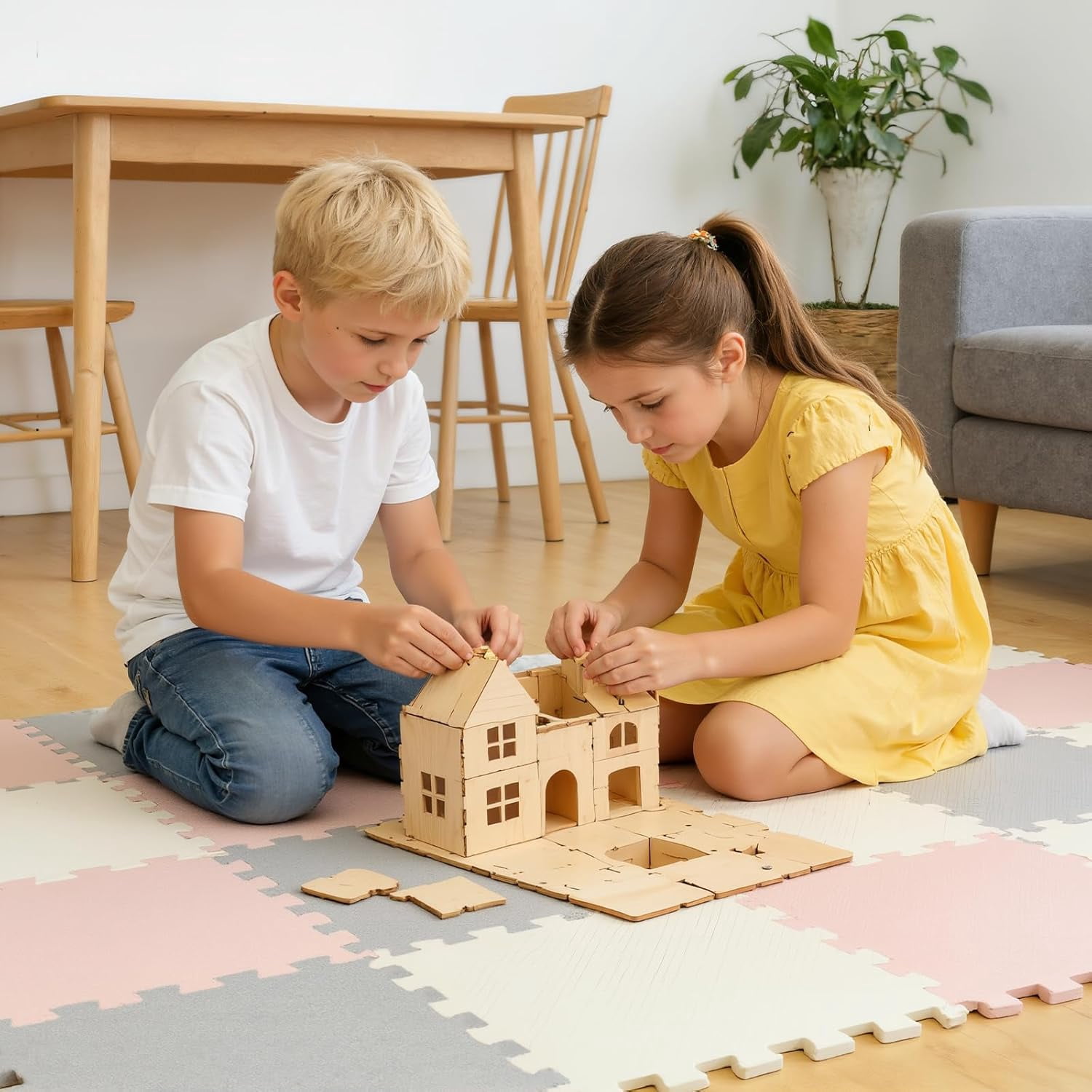 60 PCS Kids Foam Puzzle Floor Mat Bulk - Solid Color Foam Play Mat with Borders Interlocking Multi Use Floor Rug for Children, 12 Inch(Black, White, Gray)