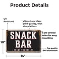 thumbnail image 2 of Snack Bar Street 10 Inch x 14 Inch Novelty Aluminum Metal Sign Open For Cravings Durable Weatherproof Perfect for Kitchens Cafes Stands Fun Gift for Families Hosts Foodies Crafted in, 2 of 6