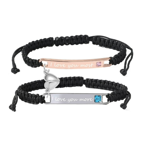 ZLC Personalized Couple Bracelet Customized Couple Bracelets Set Mutual Attraction Custom Name Relationship Bracelet Personalized Gift for Men Women