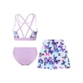 thumbnail image 2 of vastwit Kids Girls 3 Piece Bathing Suit Tropical Printed Swimsuit Quickly Dry Swimwear Tankini Set Lavender 16, 2 of 5