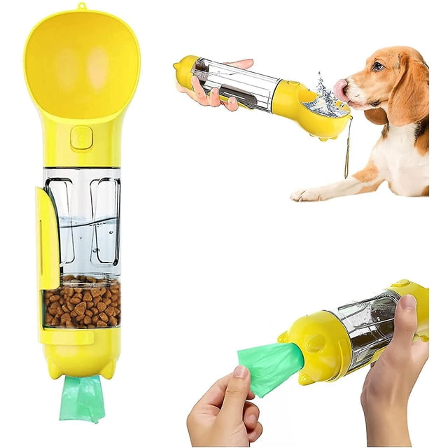 Botella de agua para perros, dispensador de agua portátil para cachorros a prueba de fugas con alimentador para mascotas Rojo Verde Cocina, Decoración y Otros