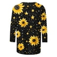 thumbnail image 4 of miqiqism Women Sunflower Tees Shirts Casual 3/4 Length Sleeve Tops Womens Pullover Tshirt Round Neck Basic Blouses Spring Summer Plus Size Clothing Loose Tunic Blouse,01_Black,5X-Large, 4 of 4