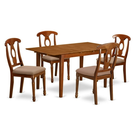 Kitchen Table Set Table With Leaf And Dining Table Chairs-Finish:Saddle Brown,Number of Items:5,Shape:Rectangular,Style:Microfiber Seat