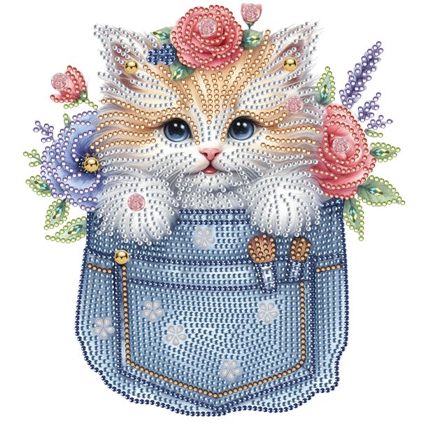5D DIY Taladro Parcial Con Forma Especial Gato en El Bolsillo 30x30cm