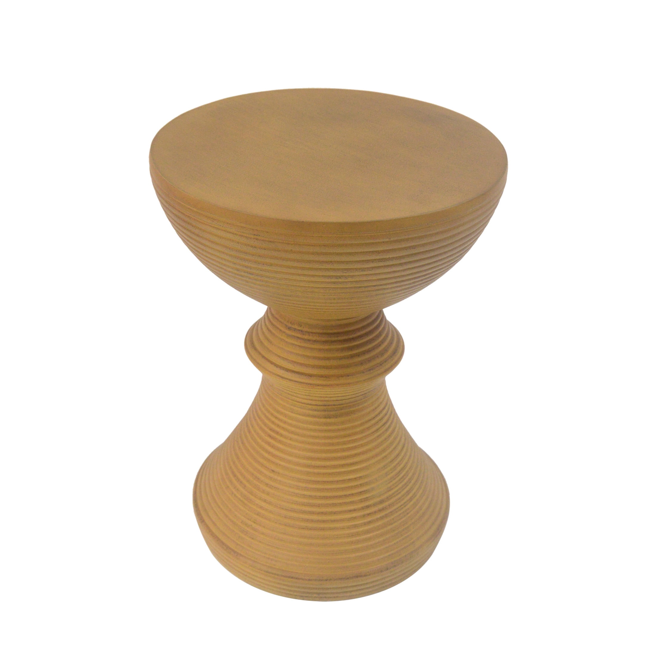 Christopher Knight Home 16" Outdoor Lightweight Concrete Ribbed Hourglass Accent Side Table, Natural