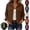 Brown, variant on Womens Long Sleeve Cropped Jacket Lapel Button Down Casual Shacket with Pockets for Daily Outdoor Wear