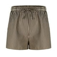 thumbnail image 5 of BiZtdJrK Womens Striped Bermuda Shorts Drawstring Elastic Waisted Wide Leg Shorts Baggy Comfy Casual Summer Beach Shorts on sale clearance Brown L, 5 of 8