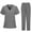Gray 2, variant on BLTIBY Scrubs for Women Set Summer Medical Uniform Stretch Short Sleeve V-Neck Scrub Top & Jogger Pant with Pockets Gray 2 XXL