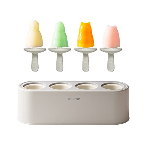 Popsicle Molds 4 Pieces, Silicone Popsicle Molds Cartoon Shape, Baby