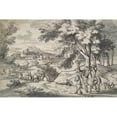 thumbnail image 2 of Circle of Adam van der Meulen, 14x11 Gold Ornate Wood Frame and Double Matted Museum Art Print Titled - Landscape with Travelers and City in The&nbsp;Distance (17th&nbsp;Century), 2 of 4