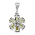 thumbnail image 4 of Sterling Silver Rhodium Plated Peridot and Diamond Flower Pendant QDX816, 4 of 4