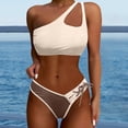 thumbnail image 2 of Afdoent Womens Bikini Sets Women's High Waist Bikini Two Piece Set Color Block One Shoulder Tie Bikini Push Up Swimsuit 2026 Retro Swimsuit, 2 of 5