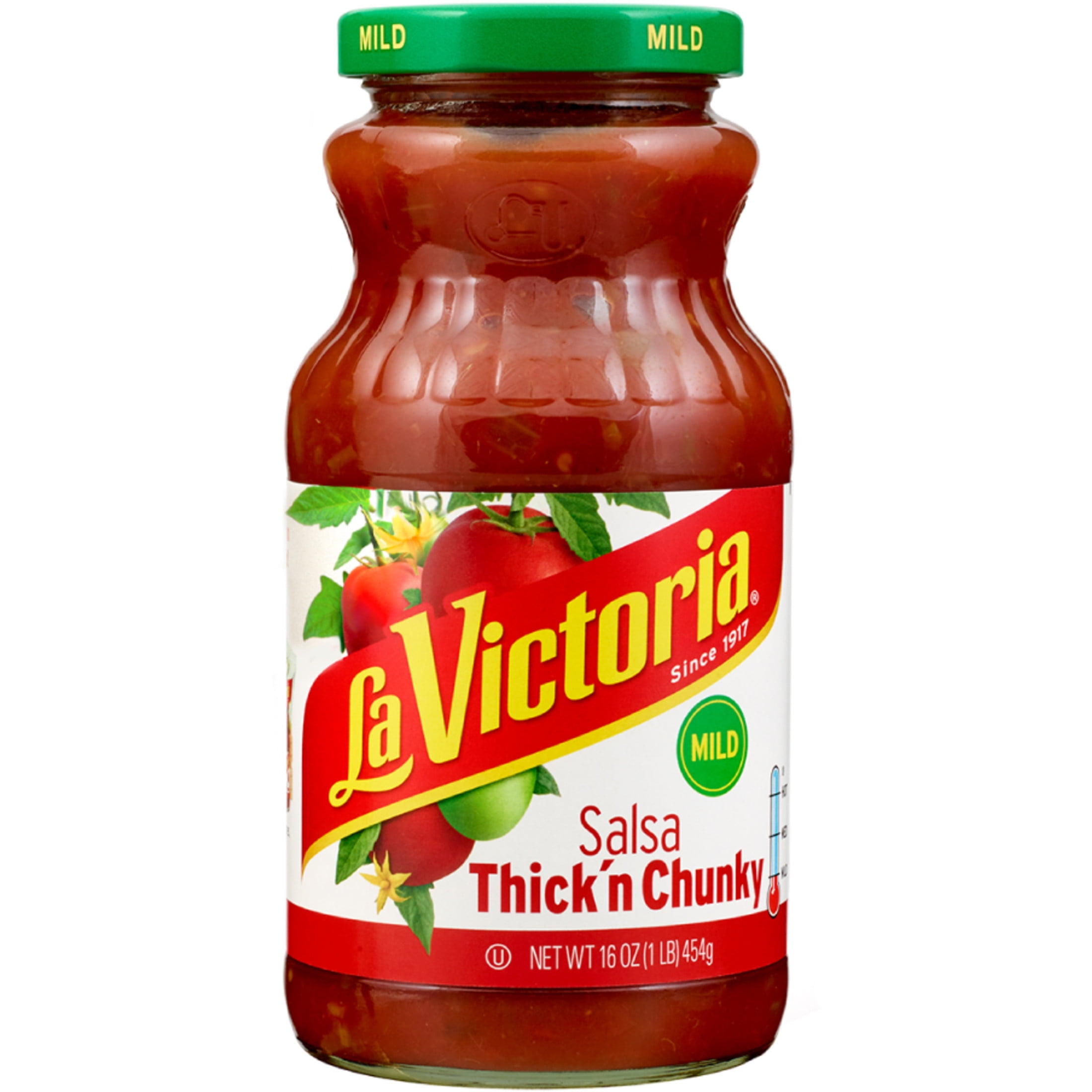 LA VICTORIA Thick and Chunky Salsa, Mild, Shelf-Stable, 16 oz Glass Jar