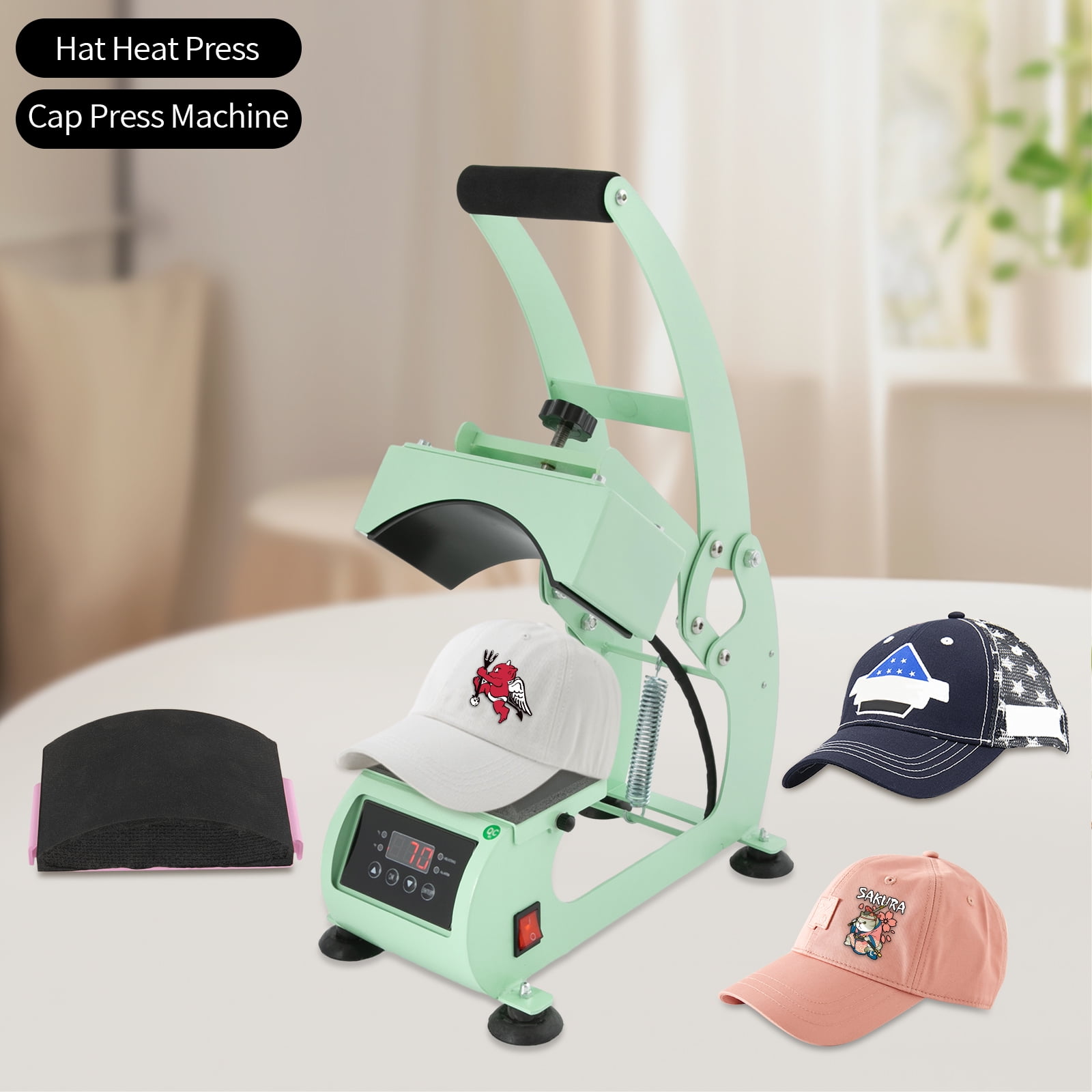 Dwellnix Cap Press Machine for&nbsp;&nbsp;Hats Hat Heat Press Sublimation Machine for&nbsp;&nbsp;Baseball Caps Personalized Designs Adjustable Temperature and&nbsp;&nbsp;&nbsp;Timer