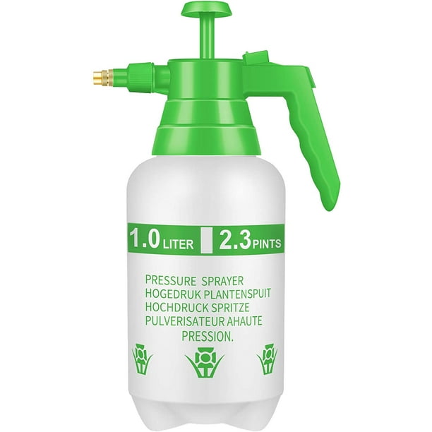 iPower GLSPRYBOTTLE1000 38oz Hand-held Manual Pump Pressure Garden Sprayer Bottle with Adjustable Nozzle for Lawn, Garden